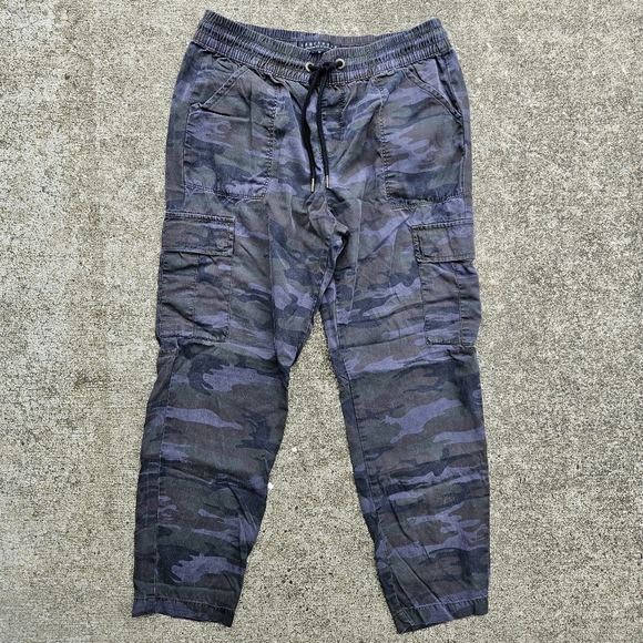 Sanctuary Blue Gray Camo Cargo Jogger Jumpsuit Casual Pants Women's Size 26 - Picture 1 of 14